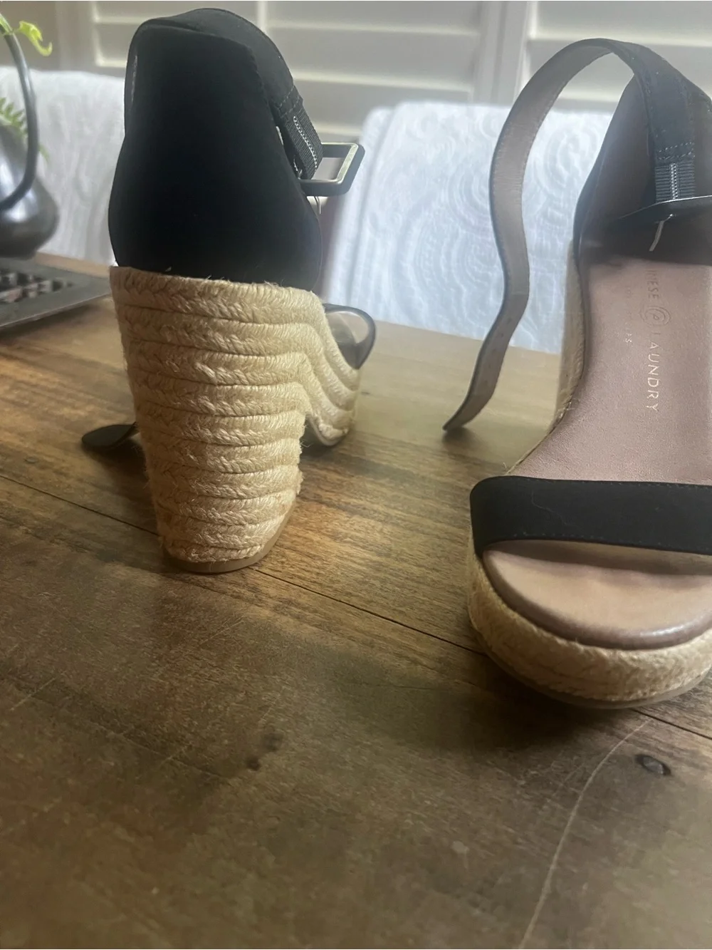 Black Espadrille Platform Sandals with Ankle Strap